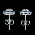 Art Deco Style Diamond Sapphire Target Stud Earrings 18ct Gold
