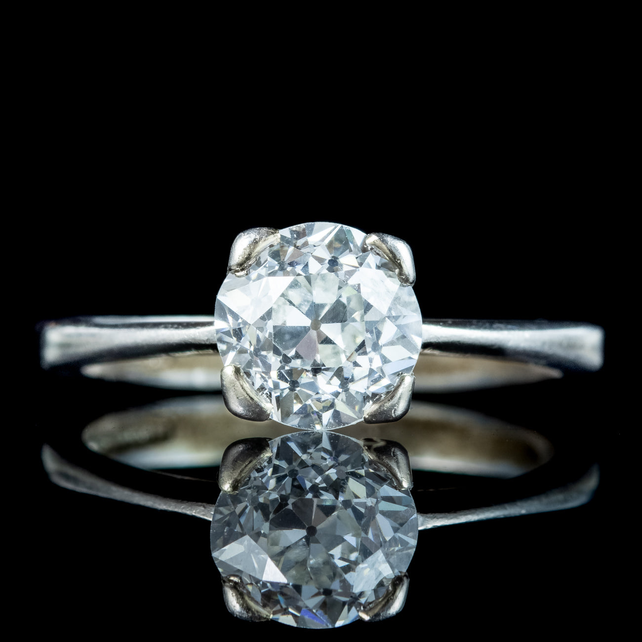 Art Deco Style Diamond Solitaire Ring 1.35ct Old Cut Diamond Secondary image