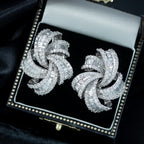 Art Deco Style Diamond Spiral Cluster Earrings 18ct Gold 6.5ct Total