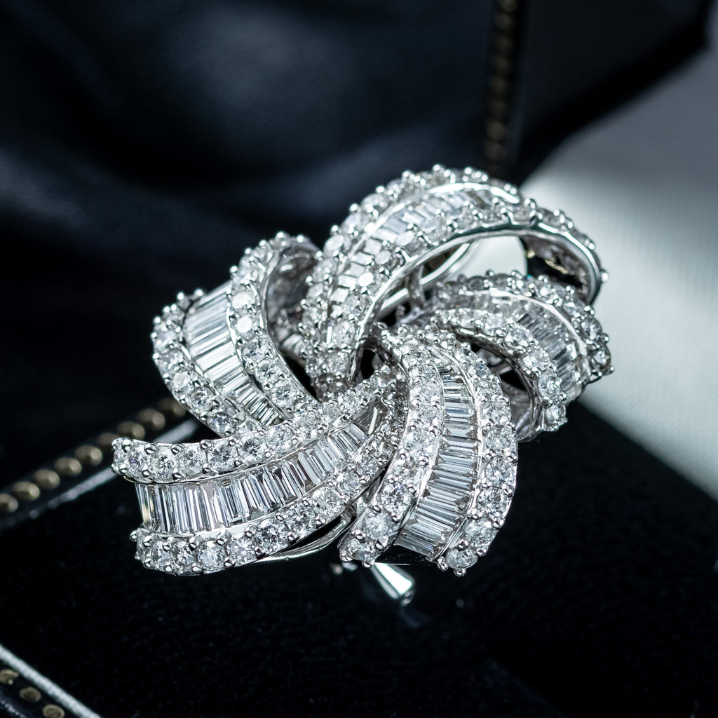 Art Deco Style Diamond Spiral Cluster Earrings 18ct Gold 6.5ct Total