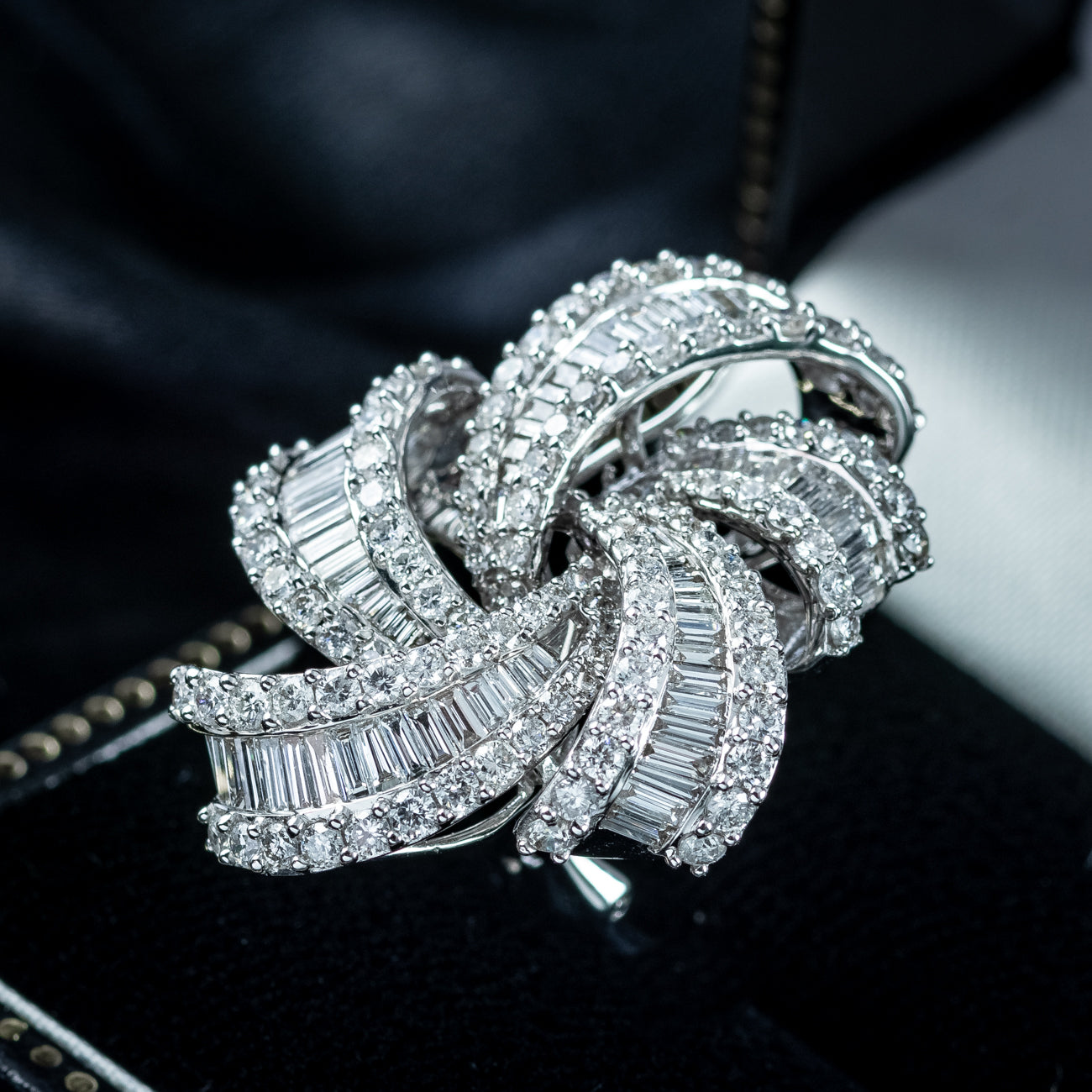 Art Deco Style Diamond Spiral Cluster Earrings 18ct Gold 6.5ct Total