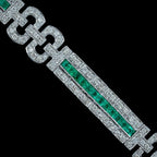 Art Deco Style Emerald Diamond Bracelet 2.45ct Of Emerald