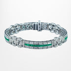 Art Deco Style Emerald Diamond Bracelet 2.45ct Of Emerald