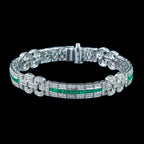Art Deco Style Emerald Diamond Bracelet 2.45ct Of Emerald