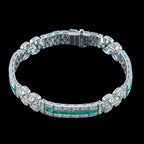 Art Deco Style Emerald Diamond Bracelet 2.45ct Of Emerald
