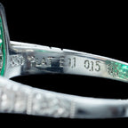 Art Deco Style Emerald Diamond Cluster Ring 1.6ct Of Emerald