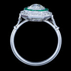 Art Deco Style Emerald Diamond Target Cluster Ring 1.62ct Diamond 