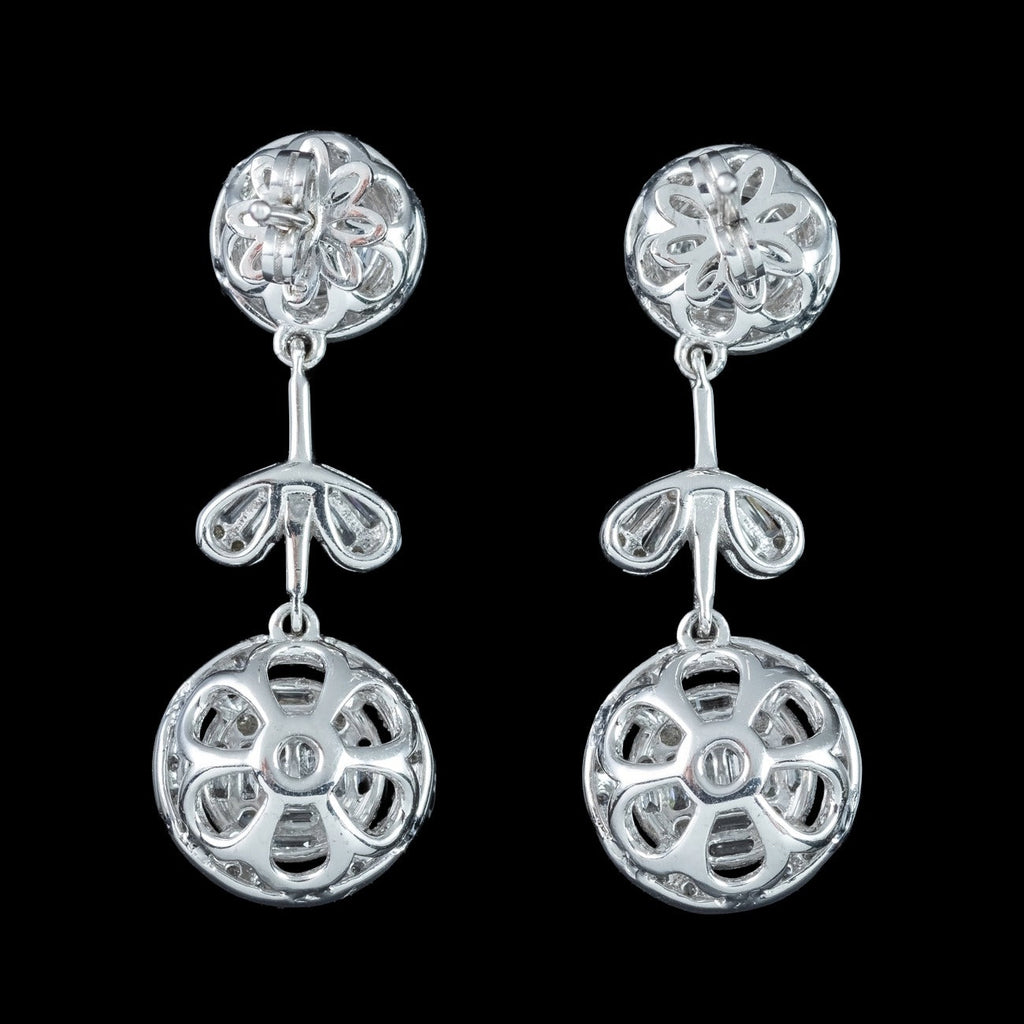 Art Deco Style Lab Grown Diamond Drop Earrings 18ct Gold 2.54ct Total