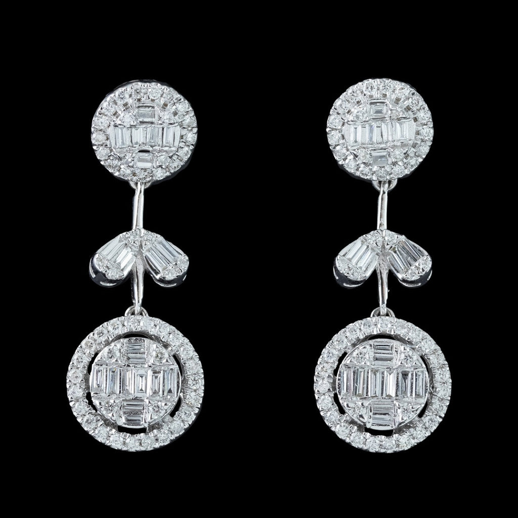 Art Deco Style Lab Grown Diamond Drop Earrings 18ct Gold 2.54ct Total