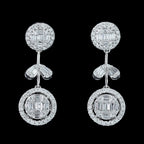 Art Deco Style Lab Grown Diamond Drop Earrings 18ct Gold 2.54ct Total