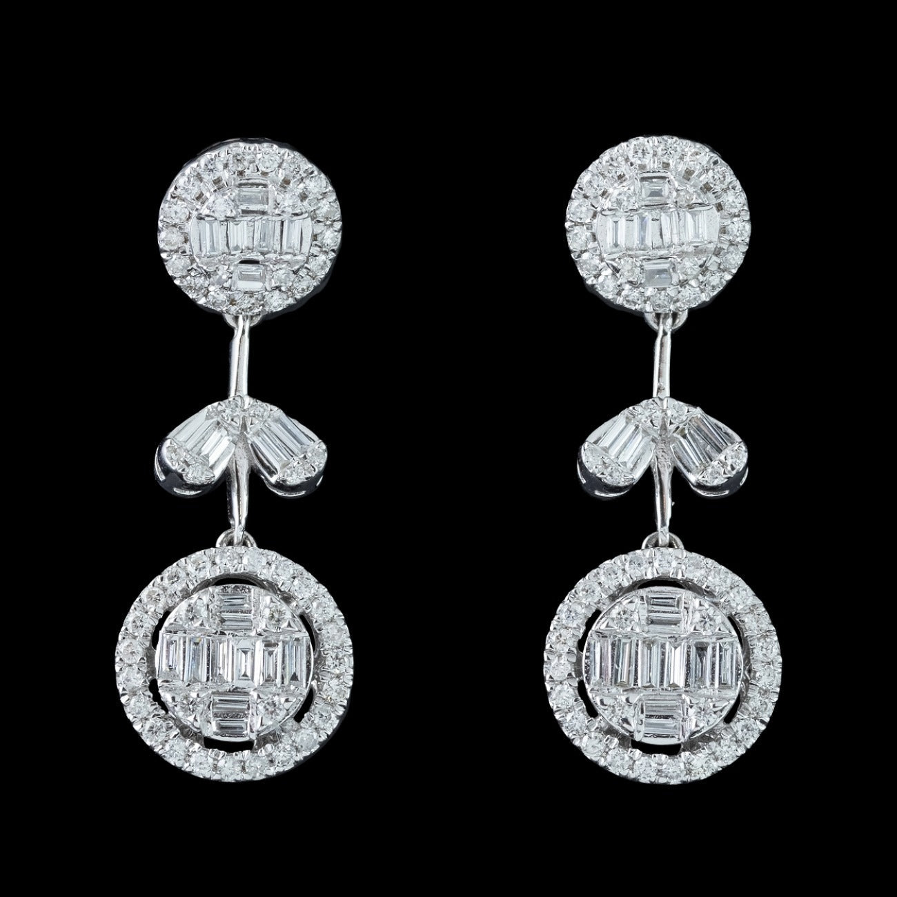Art Deco Style Lab Grown Diamond Drop Earrings 18ct Gold 2.54ct Total