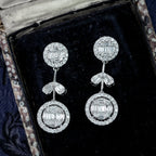 Art Deco Style Lab Grown Diamond Drop Earrings 18ct Gold 2.54ct Total