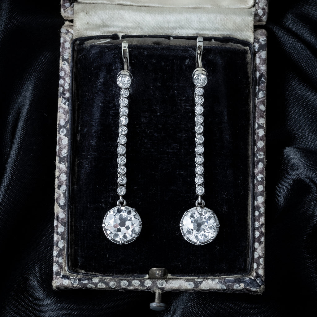 Art Deco Style Lab Grown Diamond Drop Earrings 5.85ct Total