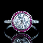 Art Deco Style Lab Grown Diamond Ruby Target Ring 2.47ct Diamond