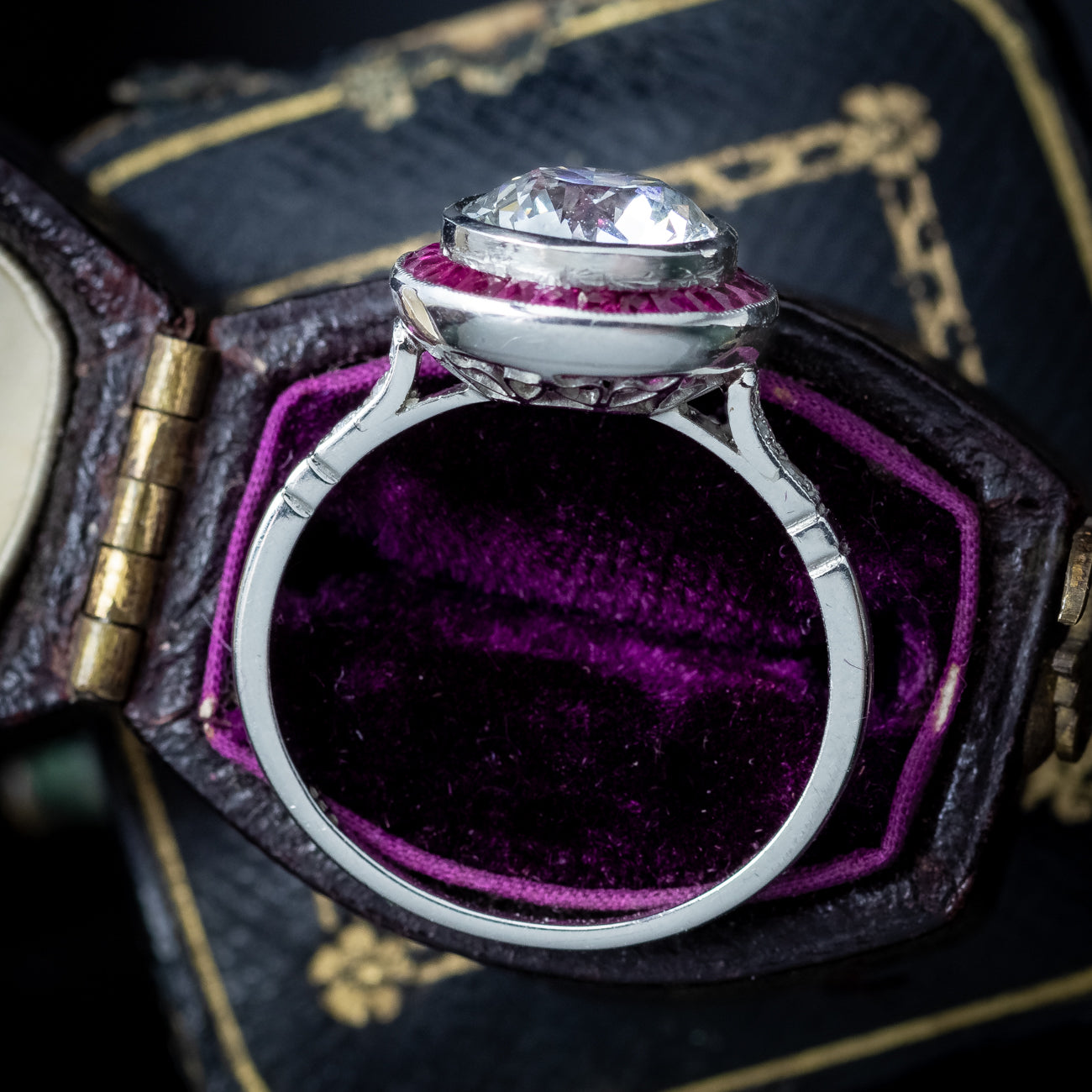 Art Deco Style Lab Grown Diamond Ruby Target Ring 2.47ct Diamond Secondary image