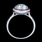 Art Deco Style Lab Grown Diamond Ruby Target Ring 2.47ct Diamond