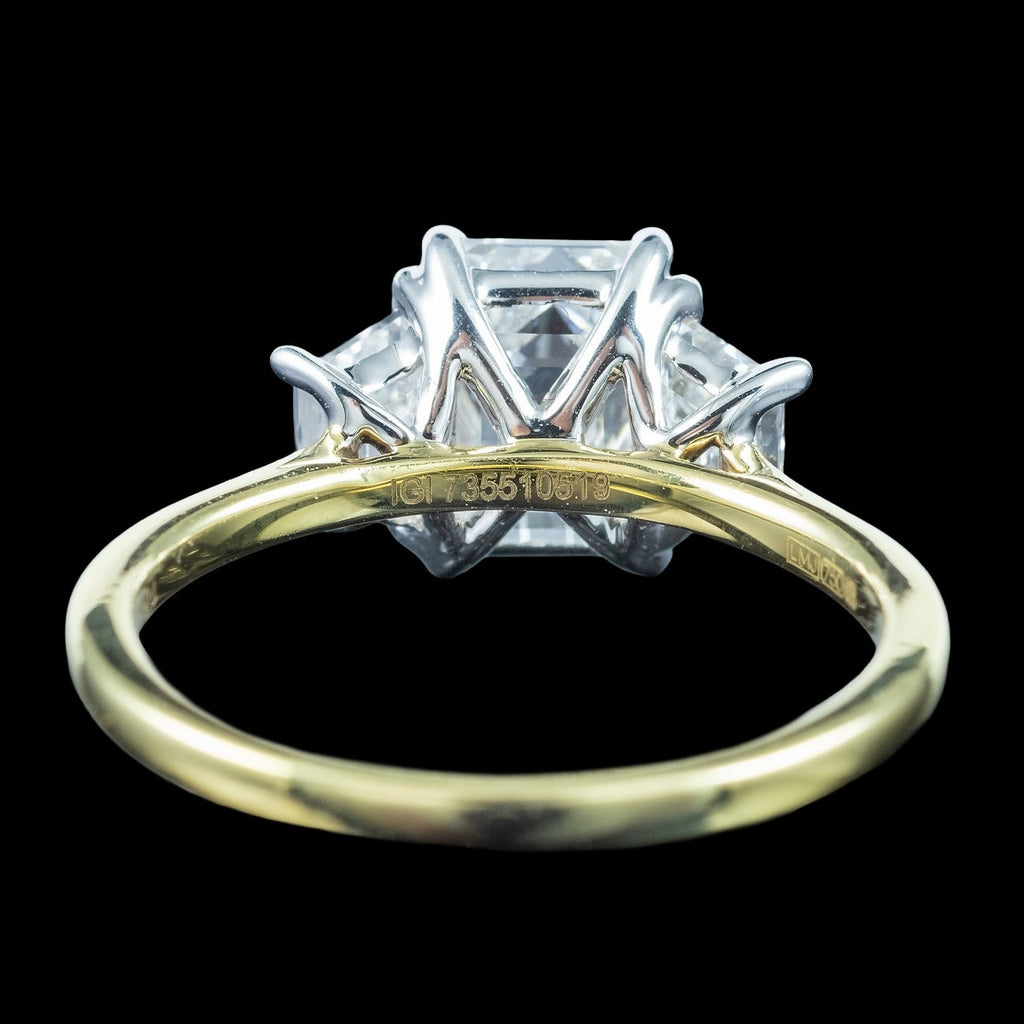 Art Deco Style Lab-Grown Diamond Trilogy Ring 2.95ct Total With Cert