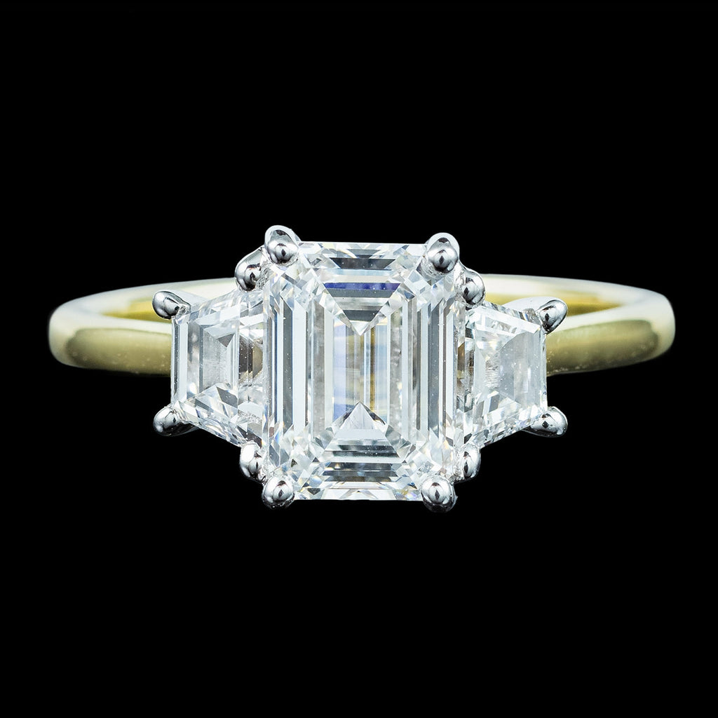 Art Deco Style Lab-Grown Diamond Trilogy Ring 2.95ct Total With Cert