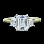 Art Deco Style Lab-Grown Diamond Trilogy Ring 2.95ct Total With Cert