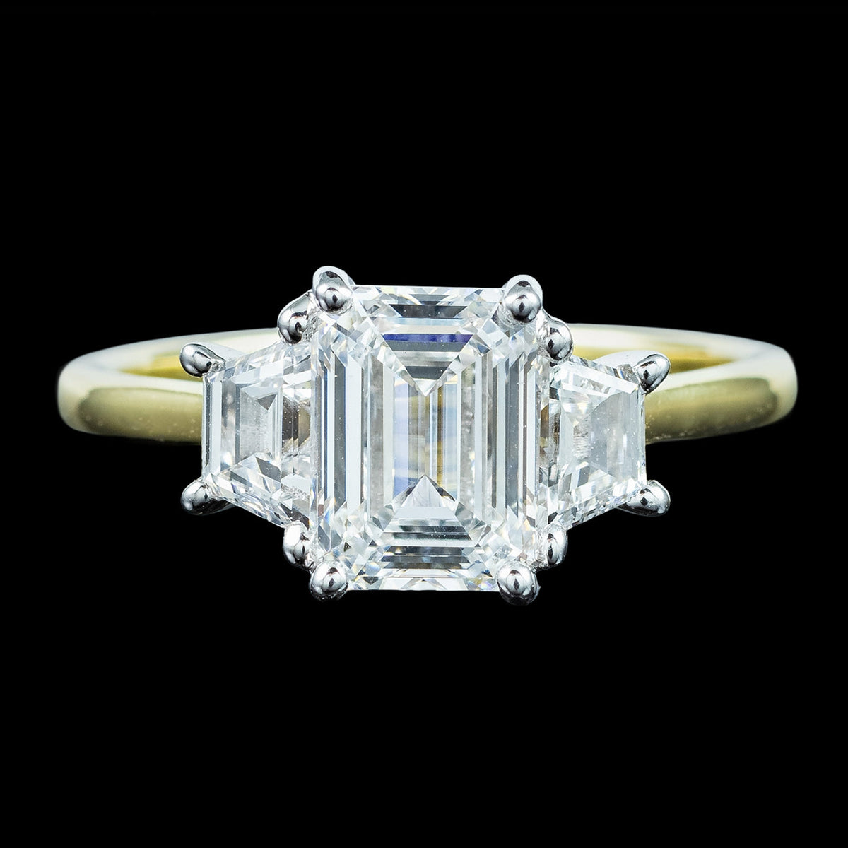 Art Deco Style Lab-Grown Diamond Trilogy Ring 2.95ct Total With Cert