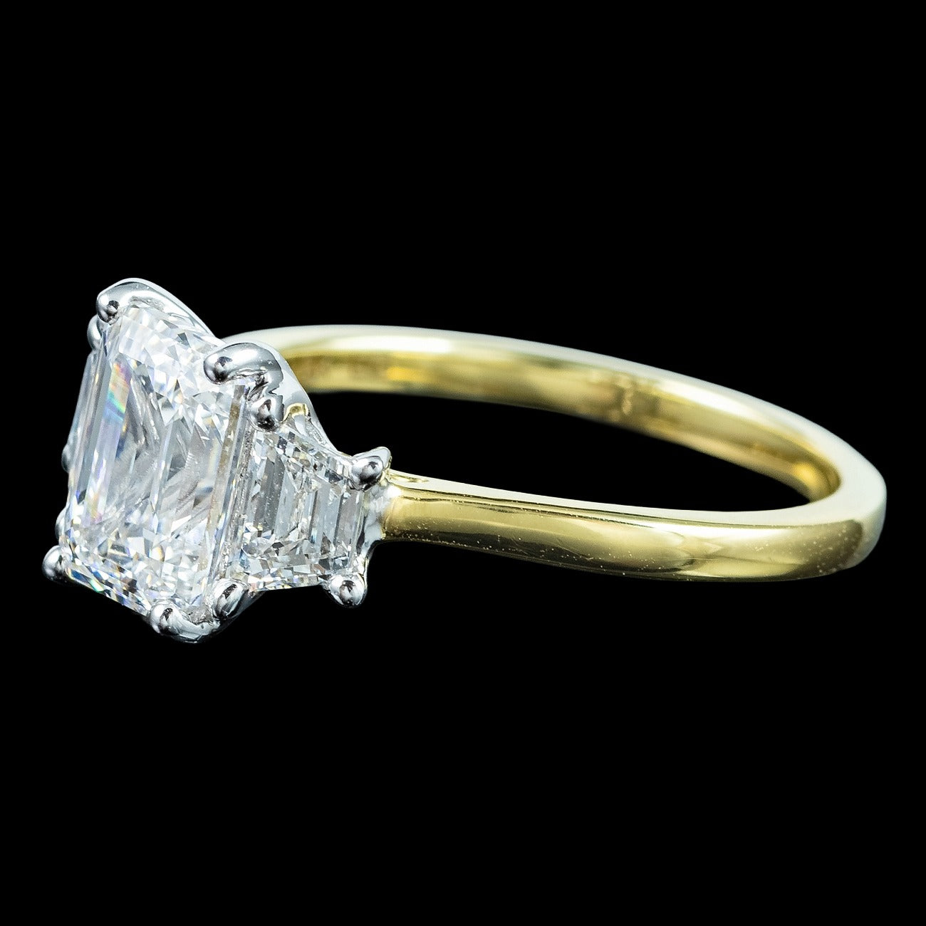 Art Deco Style Lab-Grown Diamond Trilogy Ring 2.95ct Total With Cert