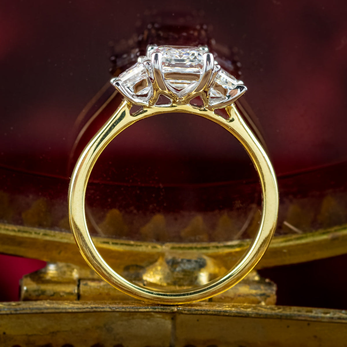 Art Deco Style Lab-Grown Diamond Trilogy Ring 2.95ct Total With Cert