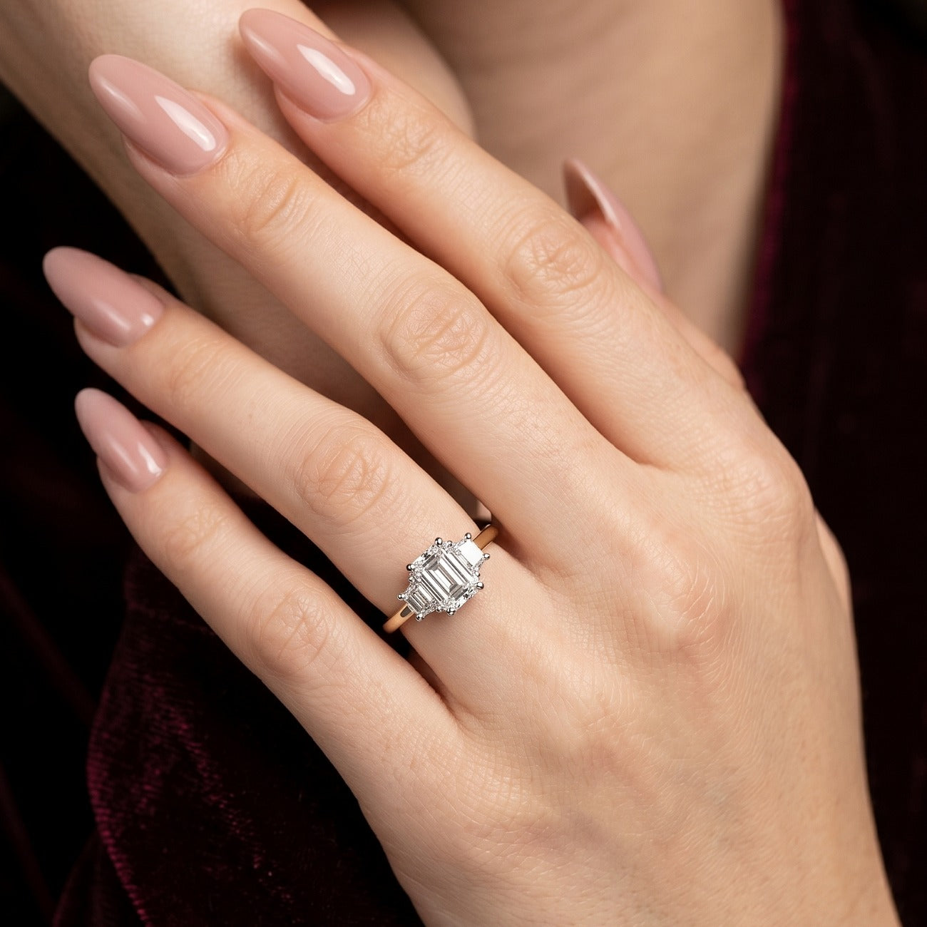 Art Deco Style Lab Grown Diamond Trilogy Ring 2.95ct Total With Cert Secondary image