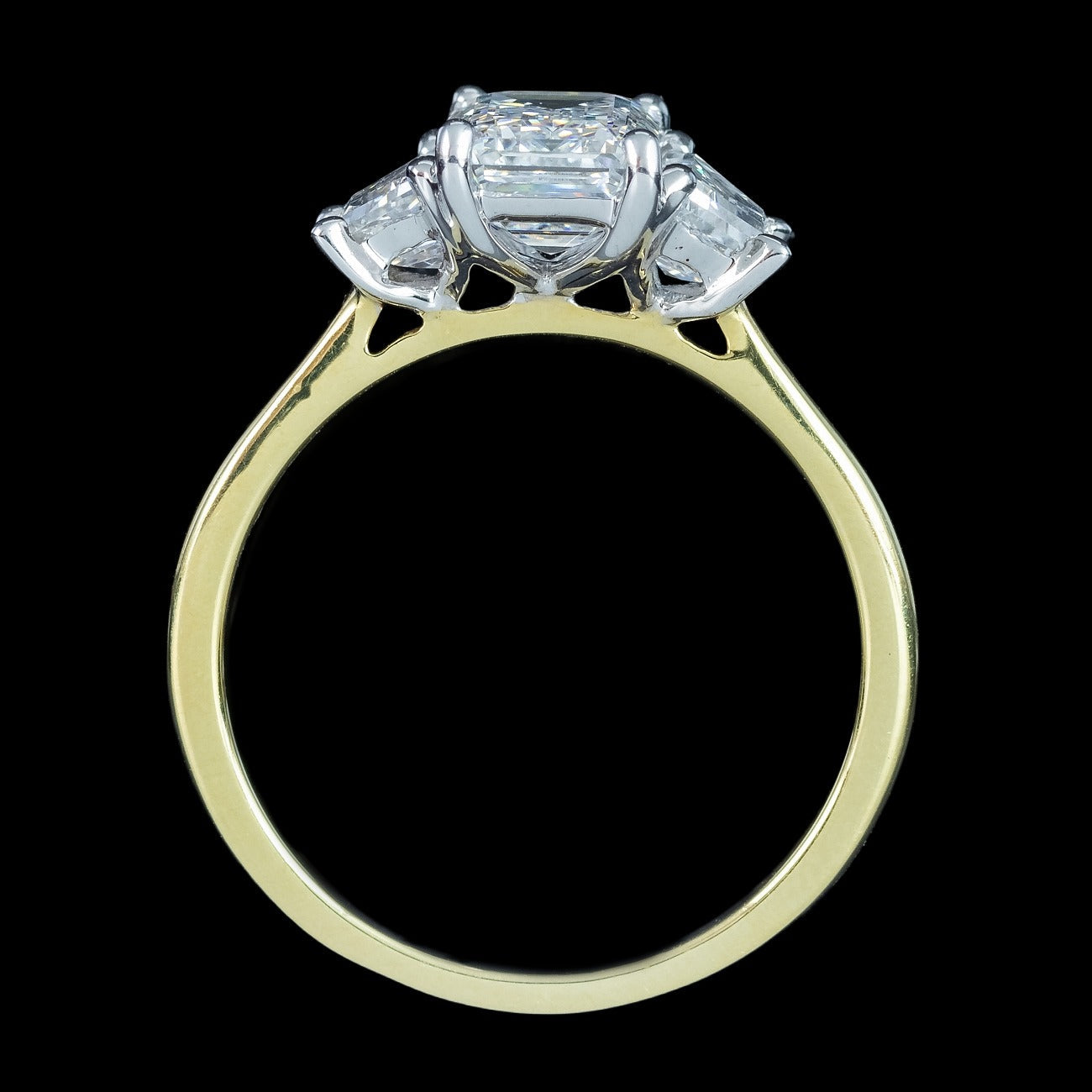 Art Deco Style Lab Grown Diamond Trilogy Ring 2.95ct Total With Cert