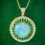 Art Deco Style Opal Emerald Diamond Pendant Necklace 18ct Gold 20ct Opal 