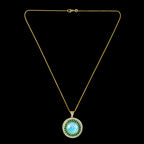 Art Deco Style Opal Emerald Diamond Pendant Necklace 18ct Gold 20ct Opal 
