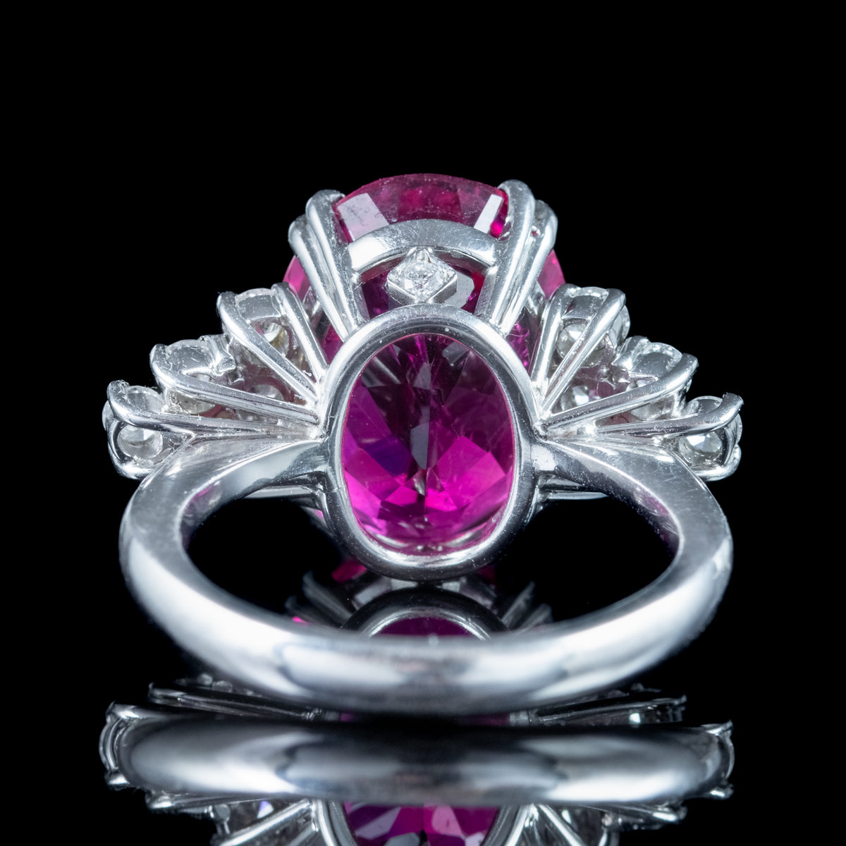 Art Deco Style Pink Tourmaline Diamond Ring 9ct Tourmaline