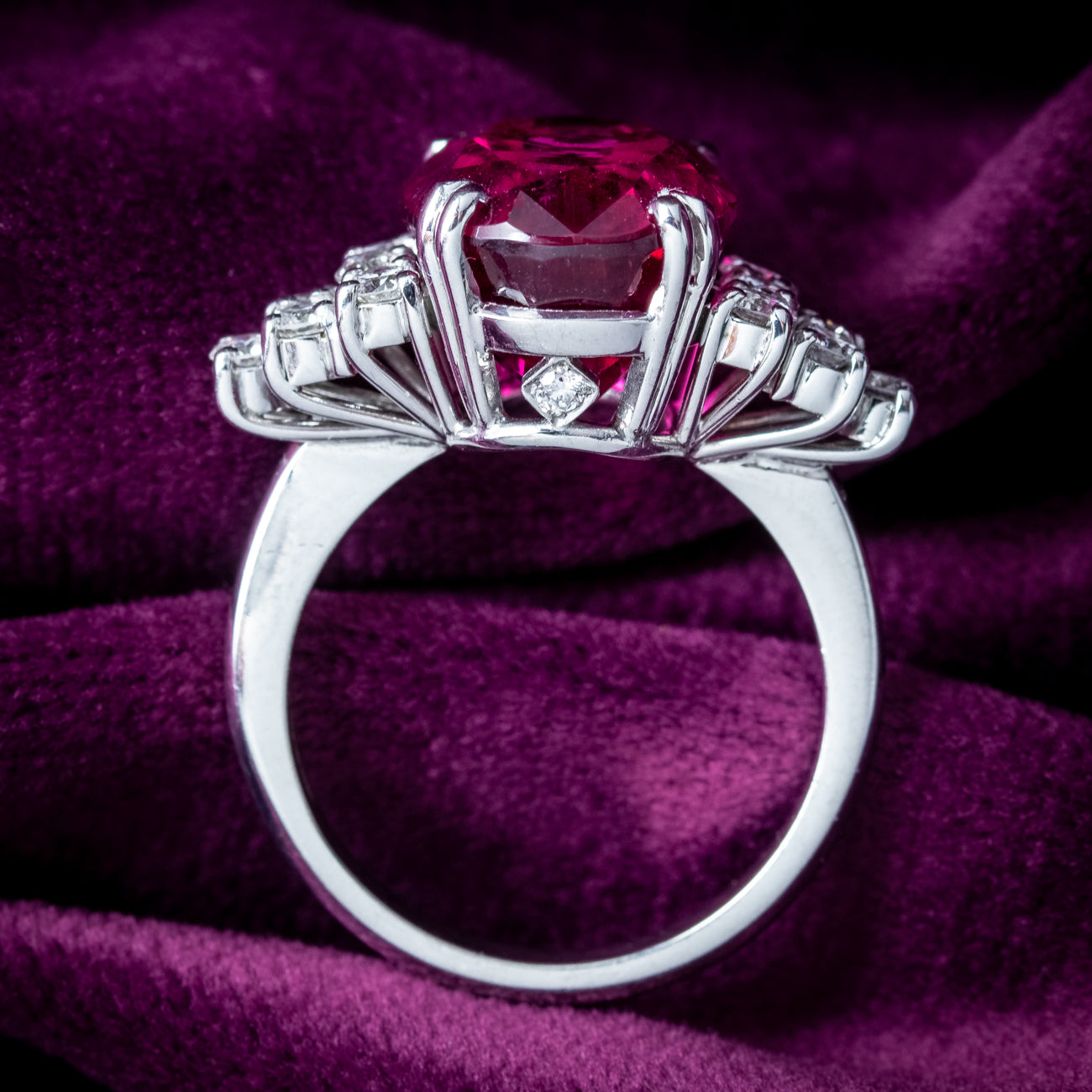 Art Deco Style Pink Tourmaline Diamond Ring 13ct Tourmaline Secondary image