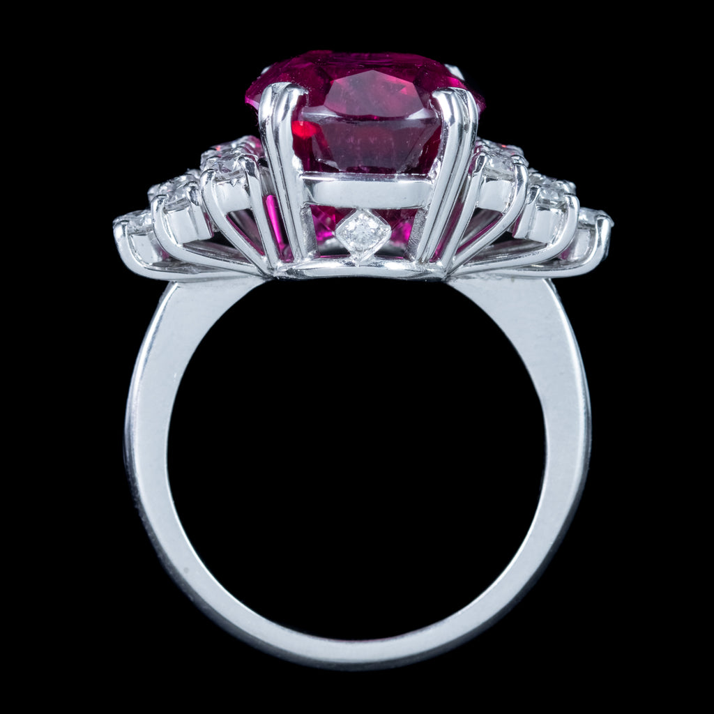Art Deco Style Pink Tourmaline Diamond Ring 9ct Tourmaline