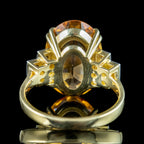 Art Deco Style Precious Topaz Diamond Ring 7ct Orange Topaz 