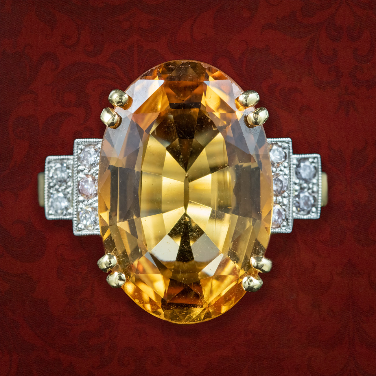Art Deco Style Precious Topaz Diamond Ring 7ct Orange Topaz  Main image