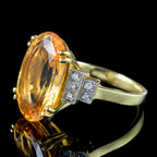 Art Deco Style Precious Topaz Diamond Ring 7ct Orange Topaz 