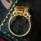 Art Deco Style Precious Topaz Diamond Ring 7ct Orange Topaz 