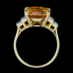 Art Deco Style Precious Topaz Diamond Ring 7ct Orange Topaz 