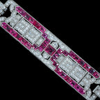 Art Deco Style Ruby Diamond Bracelet Platinum 4.34ct Diamond 10ct Ruby