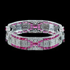 Art Deco Style Ruby Diamond Bracelet Platinum 4.34ct Diamond 10ct Ruby