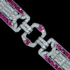 Art Deco Style Ruby Diamond Bracelet Platinum 4.34ct Diamond 10ct Ruby
