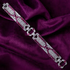 Art Deco Style Ruby Diamond Bracelet Platinum 4.34ct Diamond 10ct Ruby