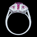 Art Deco Style Ruby Diamond Cluster Cocktail Ring 1.55ct Ruby 