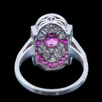 Art Deco Style Ruby Diamond Cluster Ring 1.34ct Of Ruby 