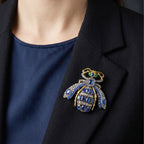 Edwardian Style Sapphire Diamond Bee Brooch 5.2ct Of Sapphire
