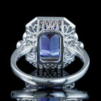 Art Deco Style Tanzanite Diamond Cluster Ring 3.55ct Tanzanite 