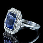 Art Deco Style Tanzanite Diamond Cluster Ring 3.55ct Tanzanite 