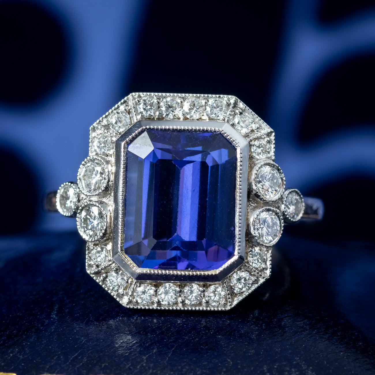 Art Deco Style Tanzanite Diamond Cluster Ring 3.55ct Tanzanite Secondary image