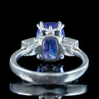 Art Deco Style Tanzanite Diamond Trilogy Ring 4.29ct Tanzanite 
