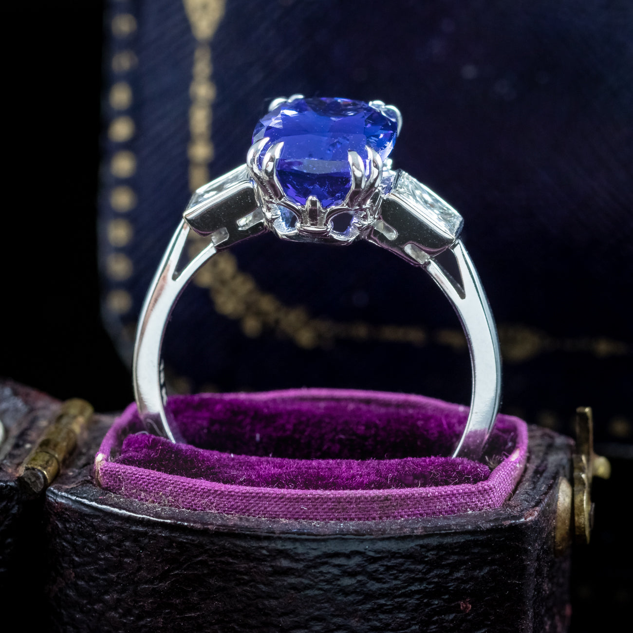 Art Deco Style Tanzanite Diamond Trilogy Ring 4.29ct Tanzanite Secondary image